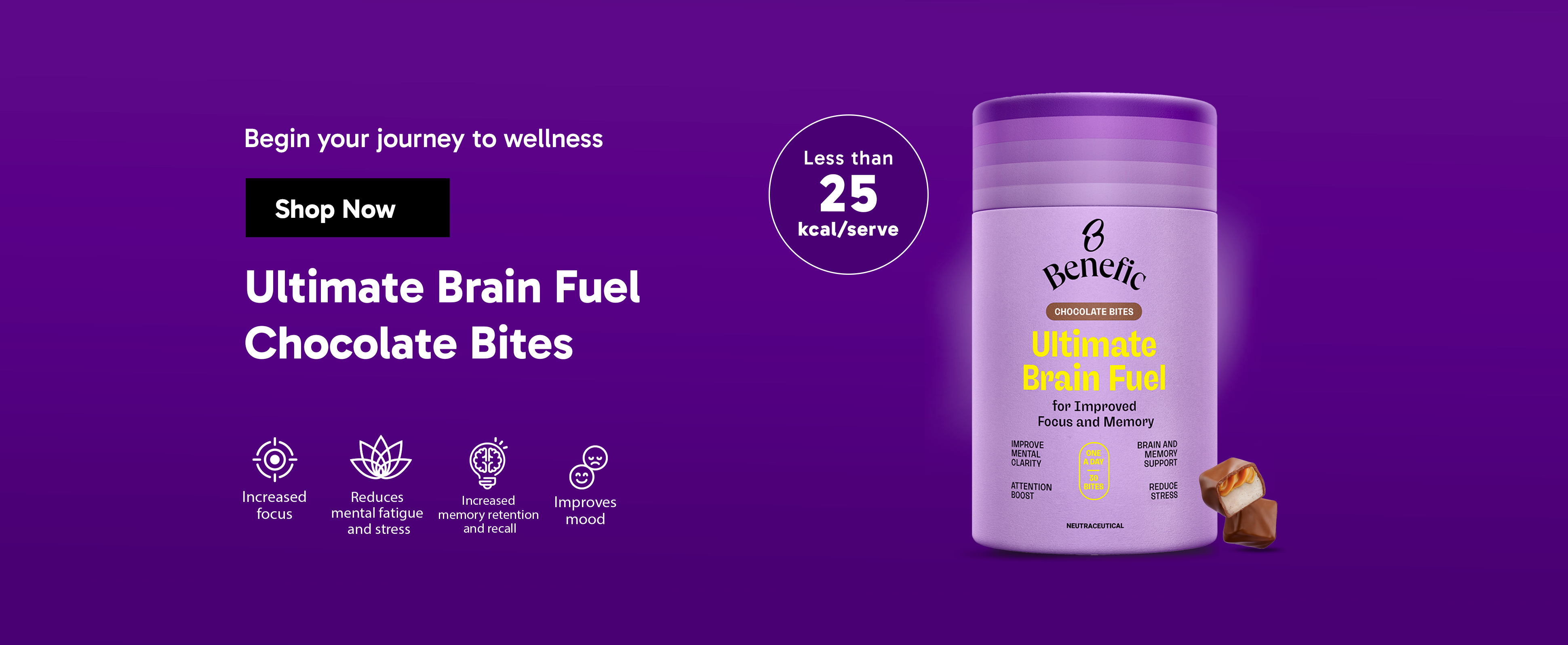 Loop Brain Fuel Brain Fuel Chocolate Bites | Focus Memory Supplements | Benefic