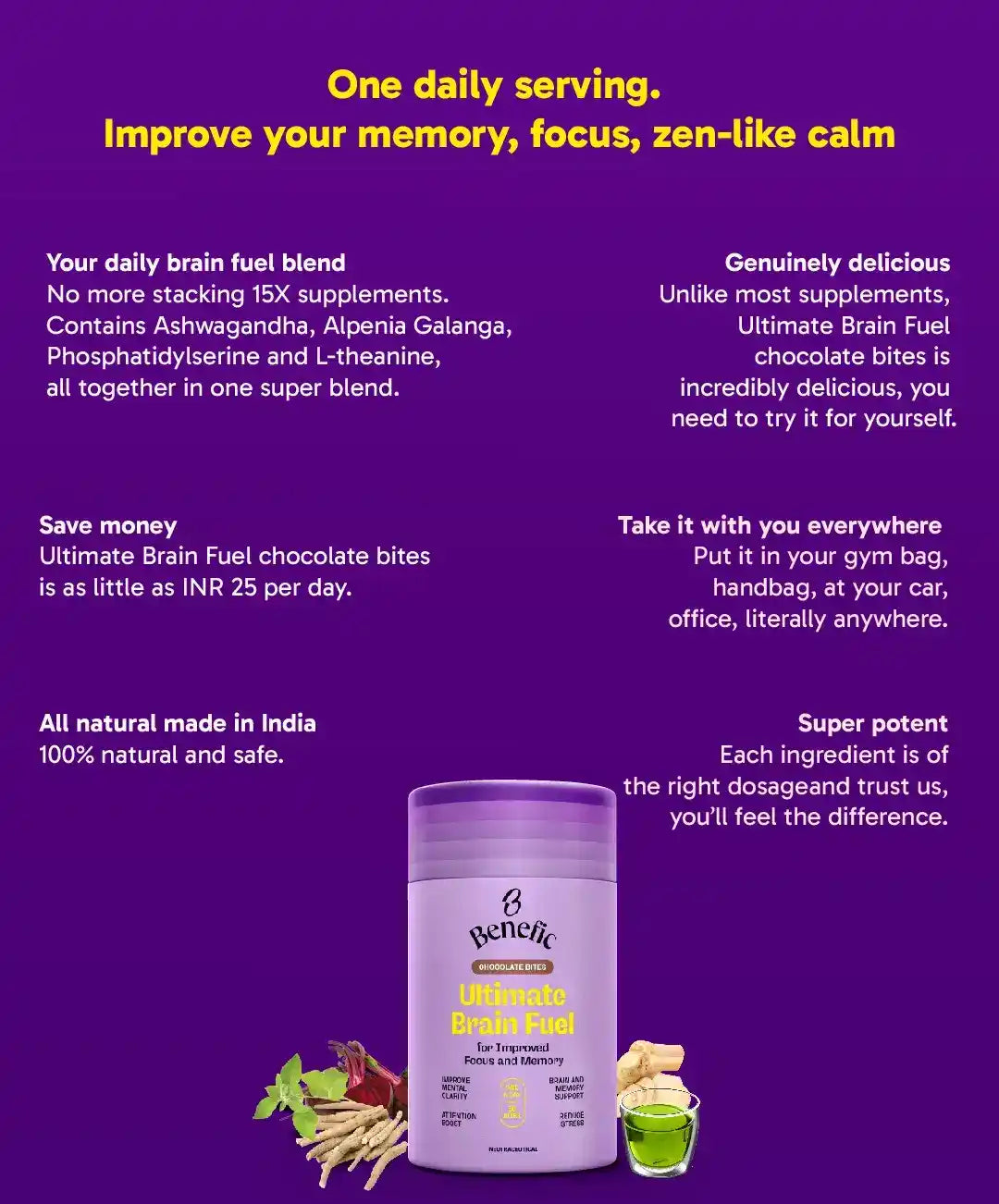 Loop Brain Fuel Brain Fuel Chocolate Bites | Focus Memory Supplements | Benefic