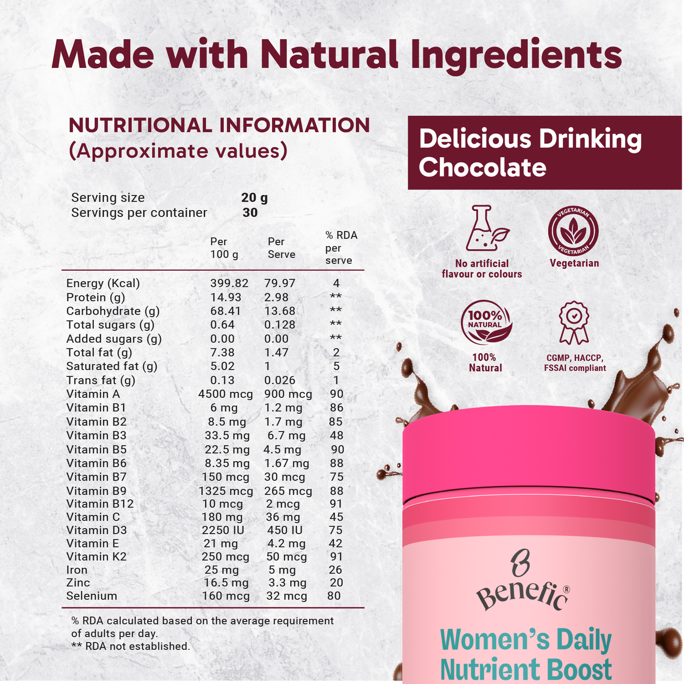 Women's Daily Nutrient Boost Drinking Chocolate