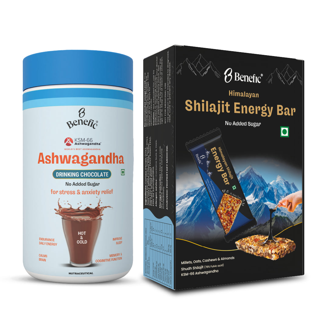 Ashwagandha Drinking Chocolate and Shilajit Energy Bar